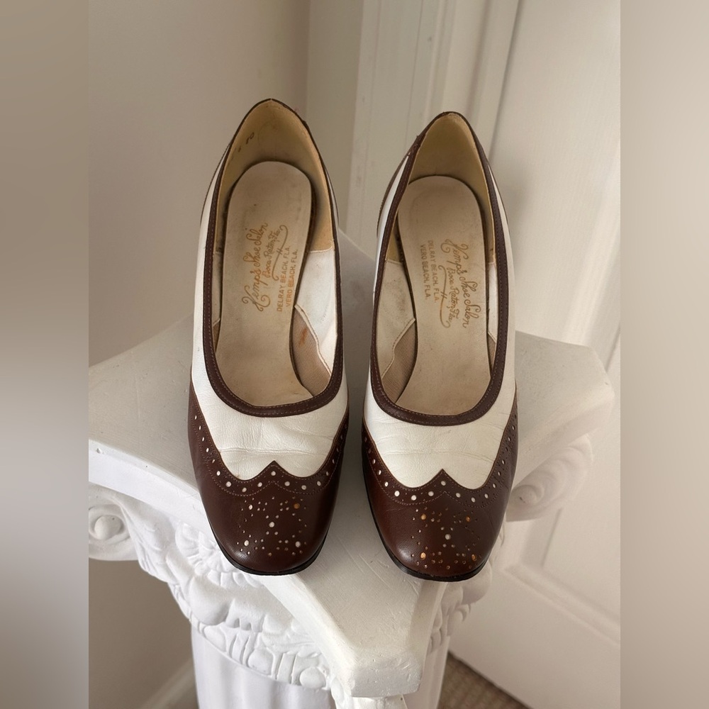 Kemp’s Shoe Salon Brown & White Spectator Heels